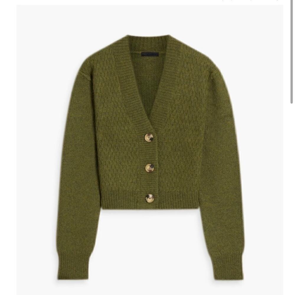 ATM ANTHONY THOMAS MELILLO Cropped Green Knit Cardigan